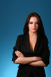 woman on blue