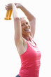 senior woman holding weights, cut out