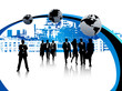 Illustration of people and city Illustration of people and city