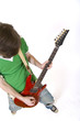 wide angle shot of a guitarist playing his electric guitar