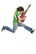 long hair guitarist jumps long hair guitarist jumps