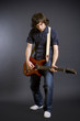 passionate guitarist playing his electric guitar