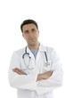 Young doctor with glasses isolated on white