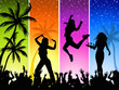 Summer night disco-party on a four-color background Summer night disco-party on a four-color background