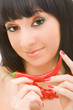 cute girl with chili pepper