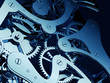 Shiny clock gears close up Shiny clock gears close up