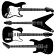 Electric guitars in detailed vector silhouette. Electric guitars in detailed vector silhouette.