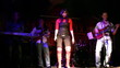 music group in club. Singer, guitar and keyed