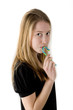 Blonde with candy