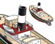 Isometric drawing of a steam tugboat from Falmouth - 1930
