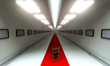 Illustration: chair in a middle of the empty gallery chair in a middle of the empty gallery