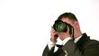 businessman with digital photo camera face