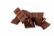 slices of chocolate on a white background