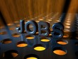Jobs 3D Text Spotlights Under Dark Background