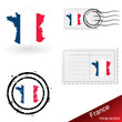 France map, stamps and postcard set from series