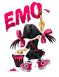 emo kid girl drawing on the wall - vector illustration emo kid girl drawing on the wall - vector illustration