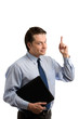 Businessman pointing up