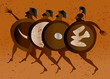 Greece mural painting,  Greek Soldiers. Editable vector image