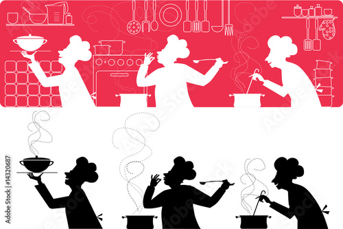 Vektor: Cooks in the kitchen Cooks in the kitchen