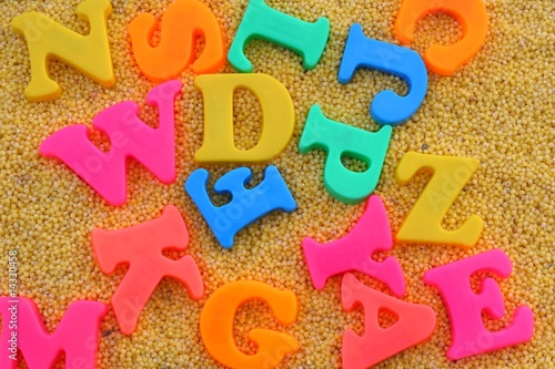 Photo: sown millet and color letters sown millet and color letters