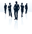 Silhouettes of vector business man and woman.
