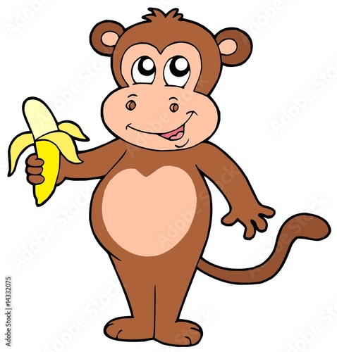 Zoom Not Available: Vector images scale to any size. Cute monkey with banana