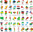 vector isolated african flags in map shape vector isolated african flags in map shape