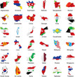 vector isolated asian flags in map shape vector isolated asian flags in map shape