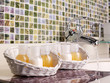 Baskets with bottles of shampoo the conditioner a shower gel nea