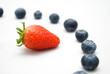 Strawberry and blueberry in clock formation