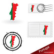 Portugal map, stamps and postcard set from series