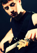 musician tune up the guitar musician tune up the guitar