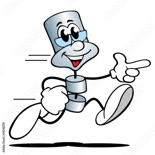 Illustration: Metall-Figur rennt Metall-Figur rennt