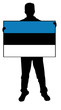 vector illustration of a  man holding a flag of estonia