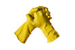 yellow rubber gloves on white with clipping path