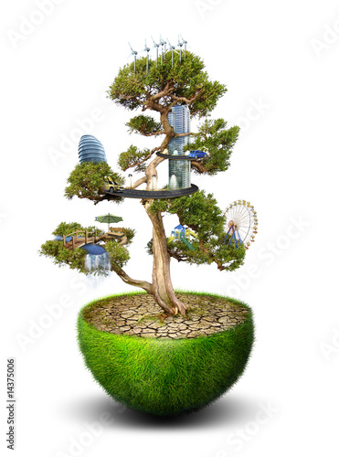 Illustration: Magic Tree with city placed on it Magic Tree with city placed on it