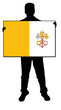 vector illustration of a  man holding a flag of vatican city