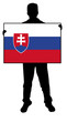 vector illustration of a man holding a flag of slovakia vector illustration of a man holding a flag of slovakia