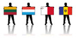 set 5 - vector illustration of a man holding a flag of albania set 5 - vector illustration of a man holding a flag of albania