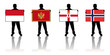 set 4 - vector illustration of a man holding a flag of albania