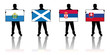 set 2 - vector illustration of a man holding a flag of albania set 2 - vector illustration of a man holding a flag of albania