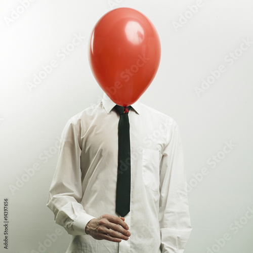 Photo: Portrait of office manager with head - balloon Portrait of office manager with head - balloon