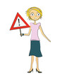femme panneau attention femme panneau attention