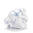 boule de papier froissé, fond blanc - designer inspiration