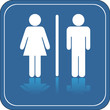 Men women restroom sign in blue with reflectio Men women restroom sign in blue with reflectio