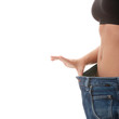 Female became skinny and wearing old jeans