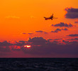 Airplane at sunset