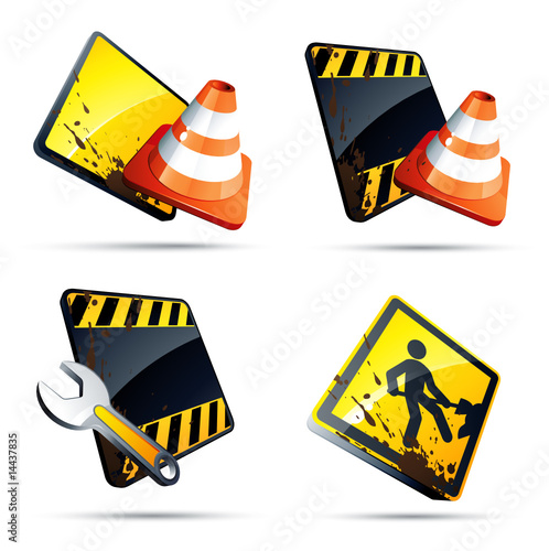 Vecteur : Panneaux et outils de chantier / Travaux en cours Panneaux et outils de chantier / Travaux en cours
