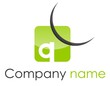 Logo Q coin arrondi arc vert gris