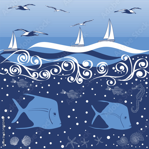 Sea World - repeating background - vector illustration
